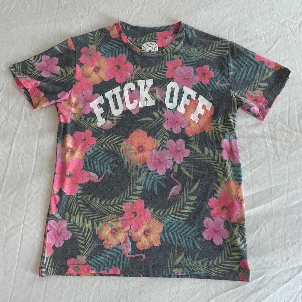 COPY - Smithson “F*** Off” Graphic Tropical T-Shirt size M